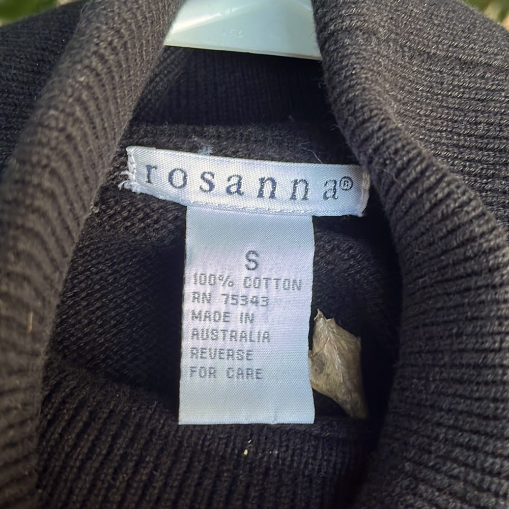 Rosanna turtleneck. Black, white rib Size small. - Picture 3 of 5
